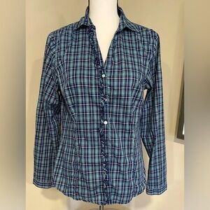 LL Bean Women’s Blue Plaid Button-Up Shirt